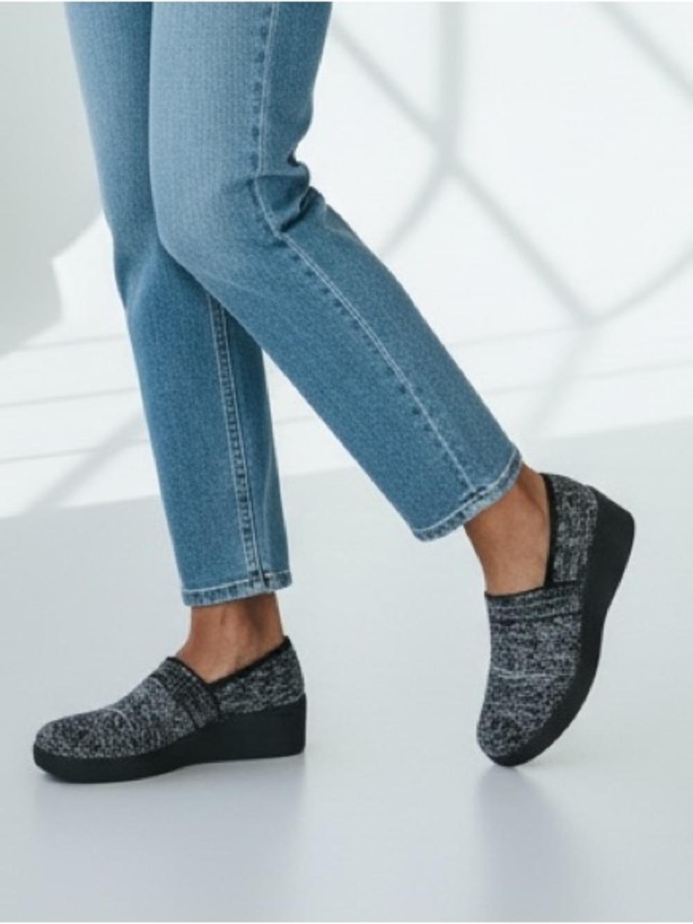 Skechers Black and Gray Knit Slip-On Loafers - Picture 1 of 9